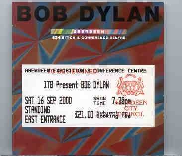 Bob Dylan – Aberdeen ( 2 CD SET ) ( Aberdeen Exhibit & Conf Centre , Aberdeen , Scotland , Saturday September 16th , 2000 ) front cover Bob Dylan - Aberdeen ( 2 CD SET ) ( Aberdeen Exhibit & Conf Centre , Aberdeen , Scotland , Saturday September 16th , 2000 ) front cover