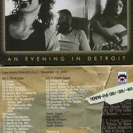 Frank Zappa - An Evening In Detroit ( 3 CD SET ) ( Live at Cobo Arena , Detroit , USA , November 19th , 1976 )