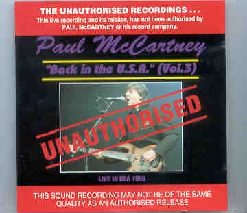 Paul McCartney – Back in the USA Vol. 3 ( Unauthorized Vol 3 ) ( Banana ) ( Australia ) front cover Paul McCartney - Back in the USA Vol. 3 ( Unauthorized Vol 3 ) ( Banana ) ( Australia ) front cover