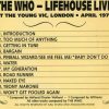 The Who - Lifehouse Live ( 1 CD ) ( Live at The Young Vic , London , UK , April 1971 )