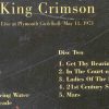 King Crimson - Live at Plymouth Guildhall ( 2 CD SET ) ( May 11th , 1971 )