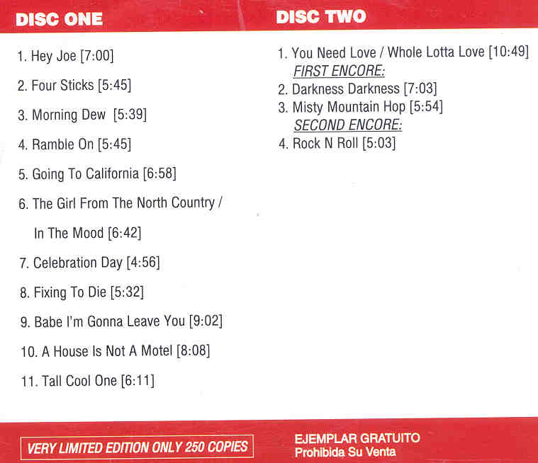 Led Zeppelin - Live In Moscow , Russia ( 2 CD set ) ( Olymplyski Sport Hall , November 14th , 2002 )