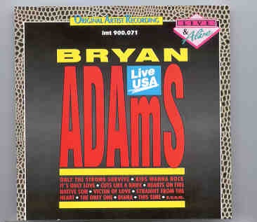 Bryan Adams – Live USA 1989 front cover Bryan Adams - Live USA 1989 front cover