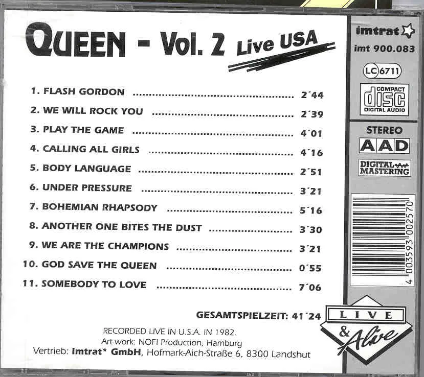Queen - Live In USA Vol. 2