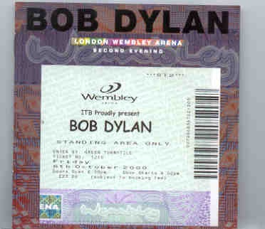 Bob Dylan – London Wembley Arena ( 2nd Evening ) ( 2 CD set ) ( Wembley Arena , London , UK , Friday October 6th , 2000 ) front cover Bob Dylan - London Wembley Arena ( 2nd Evening ) ( 2 CD set ) ( Wembley Arena , London , UK , Friday October 6th , 2000 ) front cover