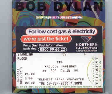 Bob Dylan – Newcastle Telewest Arena ( 2 CD SET ) ( Telewest Arena , Newcastle , England Tuesday September 19th , 2000 ) front cover Bob Dylan - Newcastle Telewest Arena ( 2 CD SET ) ( Telewest Arena , Newcastle , England Tuesday September 19th , 2000 ) front cover
