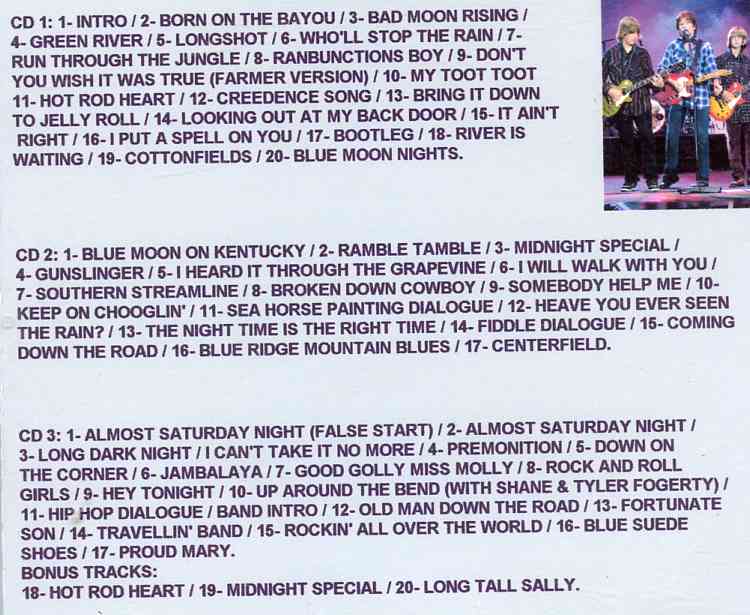 Creedence Clearwater Revival / John Fogerty - Revival Tour In Europe 2008 ( 3 CD SET ) ( Soundboard Live from the 2008 European Tour )