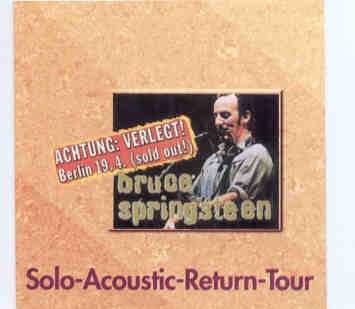 Bruce Springsteen – Solo Acoustic Return Tour front cover Bruce Springsteen - Solo Acoustic Return Tour front cover