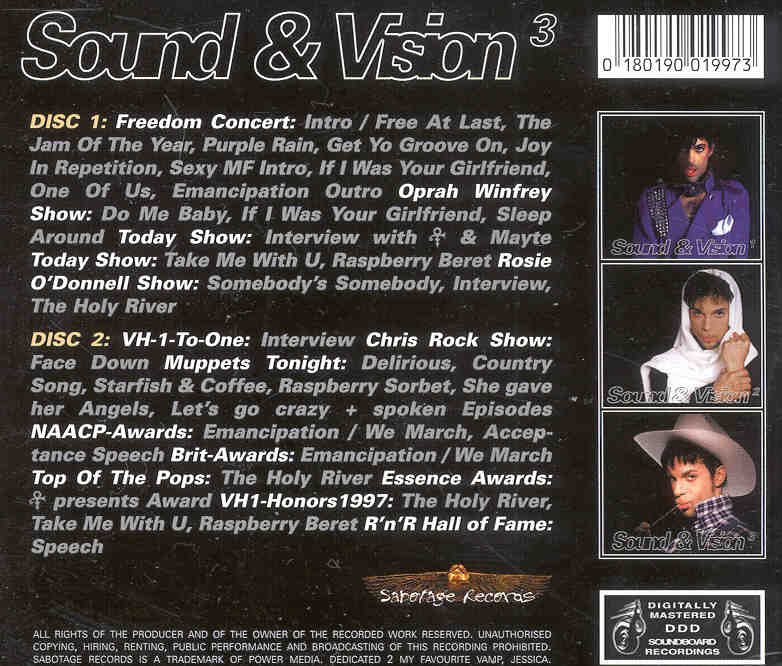 Prince - Sound & Vision Vol. 3 ( 2 CD!!!!! SET ) ( Complete Live TV 1996 - 1997 )
