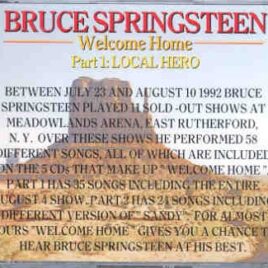 Bruce Springsteen - Welcome Home Part One ( 3 CD set )  ( "Local Hero" ) front cover