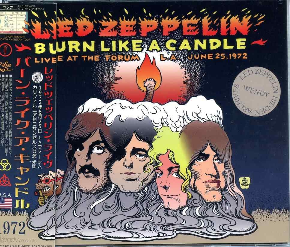 Zeppelin – Burn Like a Candle ( 3 CD SET ) ( Wendy ) ( The Forum Inglewood, Los Angeles, California, USA, June 25th, 1972 ) front cover Zeppelin - Burn Like a Candle ( 3 CD SET ) ( Wendy ) ( The Forum Inglewood, Los Angeles, California, USA, June 25th, 1972 ) front cover