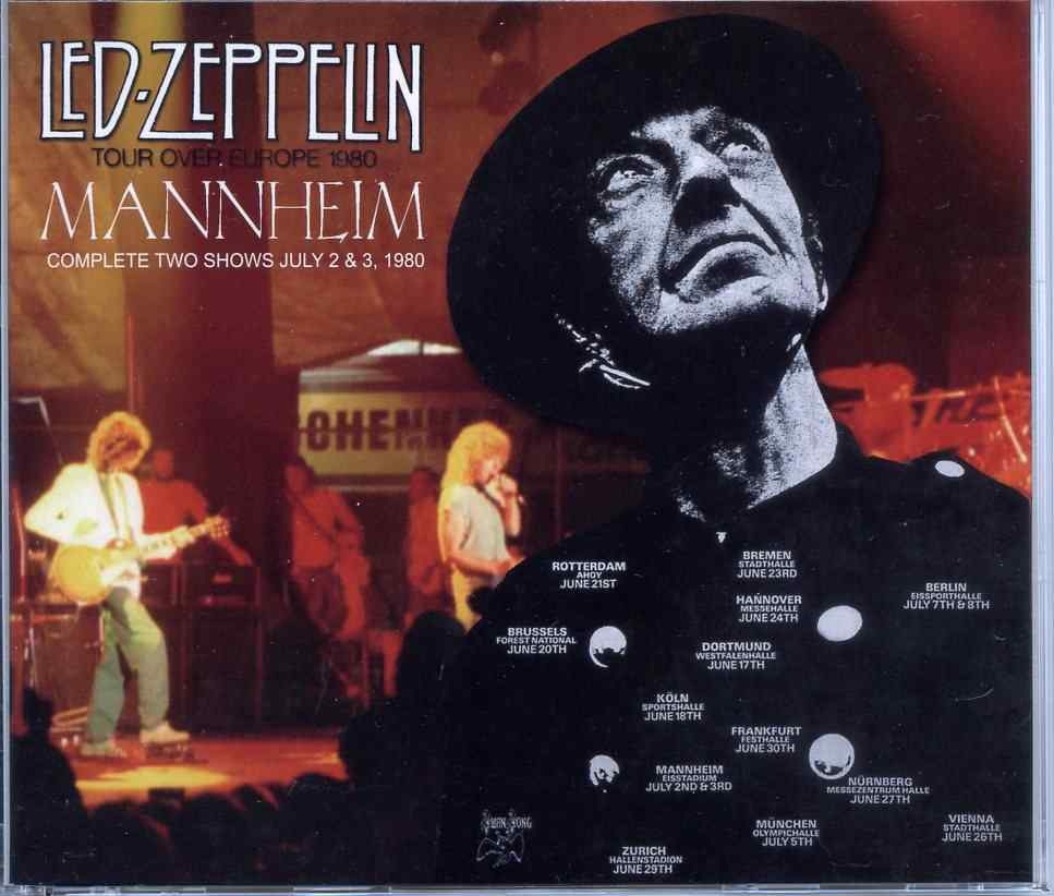Zeppelin – Mannheim ( 4 cd set ) ( Wendy ) ( Eisstadion, Mannheim, Germany, July 2nd and 3rd 1980 ) front cover Zeppelin - Mannheim ( 4 cd set ) ( Wendy ) ( Eisstadion, Mannheim, Germany, July 2nd and 3rd 1980 ) front cover