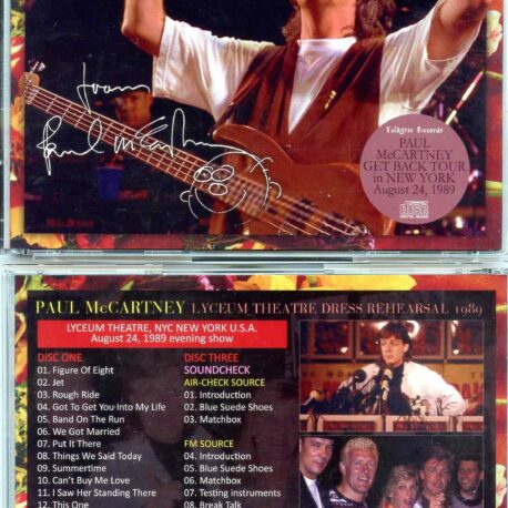 Paul Mccartney - Lyceum Theatre Dress Rehearsals 1989 ( 3 CD SET ) ( Valkyrie ) ( Get Back Tour in New York, August 24th, 1989 )
