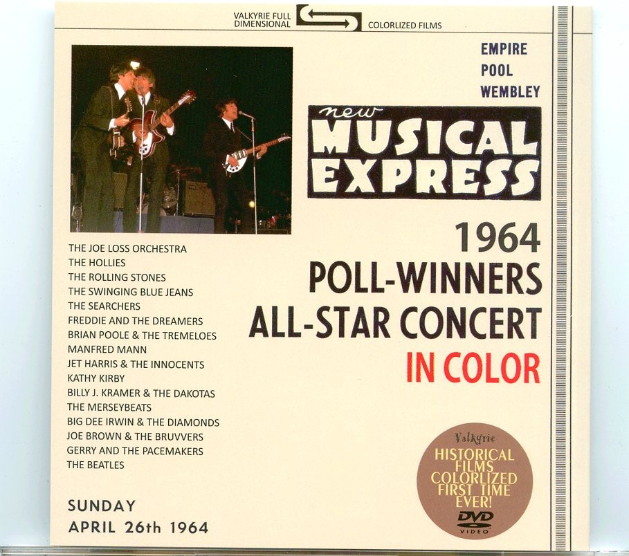 THE BEATLES – Poll -Winners All Star Concert In Color 1964 ( 2 DVD ) ( Valkyrie ) ( Empire Pool Wembley, Sunday April 26th, 1964 ) front cover THE BEATLES - Poll -Winners All Star Concert In Color 1964 ( 2 DVD ) ( Valkyrie ) ( Empire Pool Wembley, Sunday April 26th, 1964 ) front cover