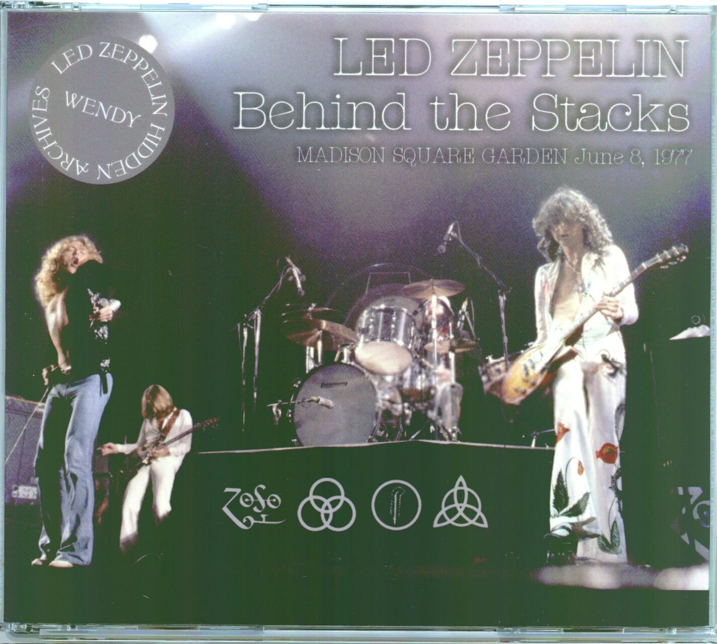 Led Zeppelin – Behind the Stacks ( 3 CD SET ) ( Wendy ) ( Madison Square Garden, New York City, NY, USA, June 8, 1977 ) front cover Led Zeppelin - Behind the Stacks ( 3 CD SET ) ( Wendy ) ( Madison Square Garden, New York City, NY, USA, June 8, 1977 ) front cover