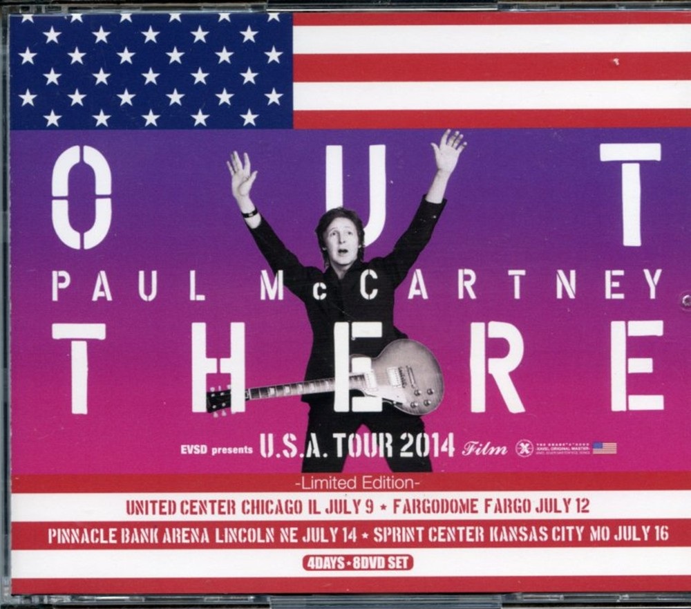 Paul McCartney – Out There USA Tour 2014 ( 8 DVD SET ) ( Chicago, Fargo, Lincoln & Kansas City,USA, July 2014 ) front cover Paul McCartney - Out There USA Tour 2014 ( 8 DVD SET ) ( Chicago, Fargo, Lincoln & Kansas City,USA, July 2014 ) front cover