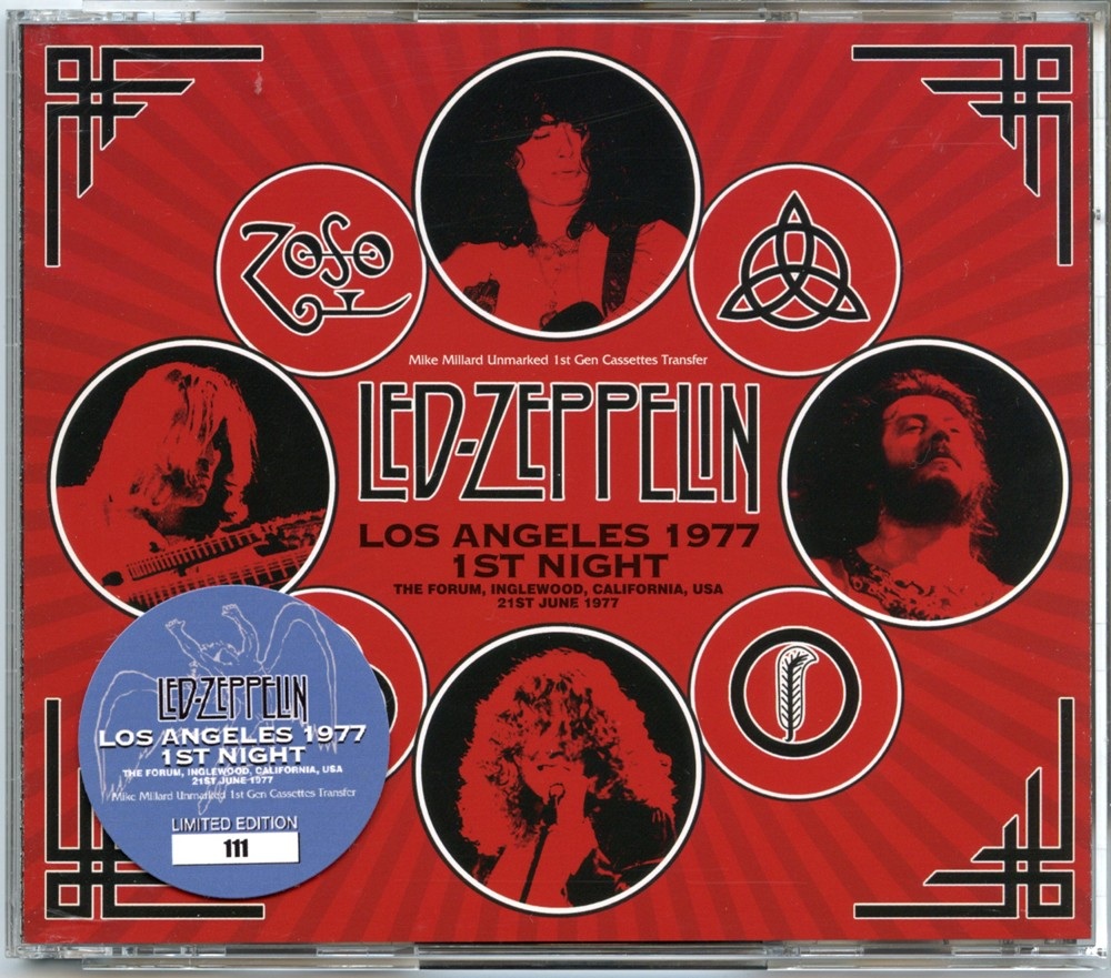 Led Zeppelin – Los Angeles 1977 1st Night ( 3 CD SET ) ( The Forum, Inglewod, California, USA, June 21st, 1977 ) front cover Led Zeppelin - Los Angeles 1977 1st Night ( 3 CD SET ) ( The Forum, Inglewod, California, USA, June 21st, 1977 ) front cover