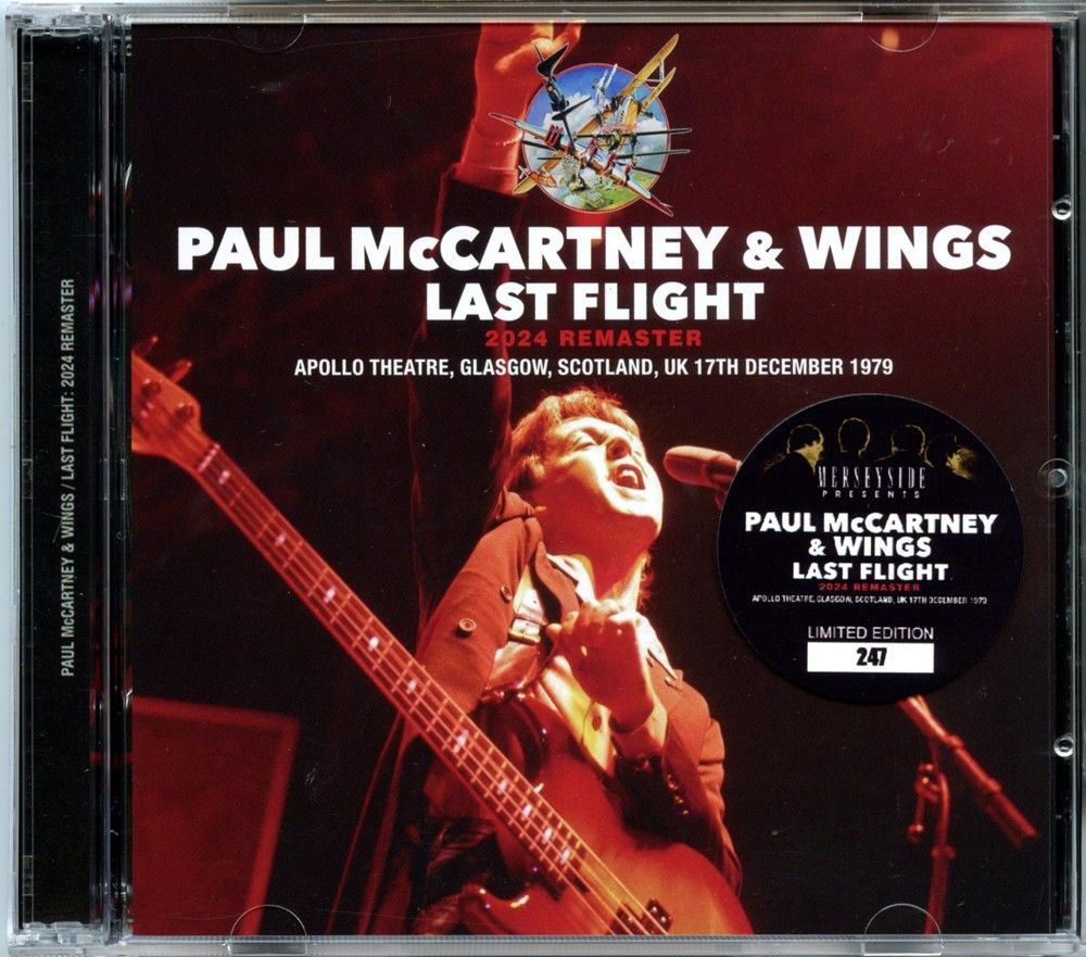 Paul McCartney – Last Flight 2024 Remaster ( 2 CD SET ) ( Merseyside ) ( Apollo Theatre, Glasgow, Scotland, UK, December 17th, 1979 ) front cover Paul McCartney - Last Flight 2024 Remaster ( 2 CD SET ) ( Merseyside ) ( Apollo Theatre, Glasgow, Scotland, UK, December 17th, 1979 ) front cover