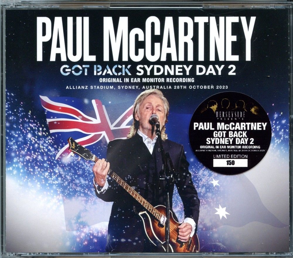 Paul McCartney – Got Back Sydney Day 2 ( 4 CD SET ) ( Merseyside ) ( Allianz Stadium, Sydney, Australia, October 28th, 2023 ) front cover Paul McCartney - Got Back Sydney Day 2 ( 4 CD SET ) ( Merseyside ) ( Allianz Stadium, Sydney, Australia, October 28th, 2023 ) front cover
