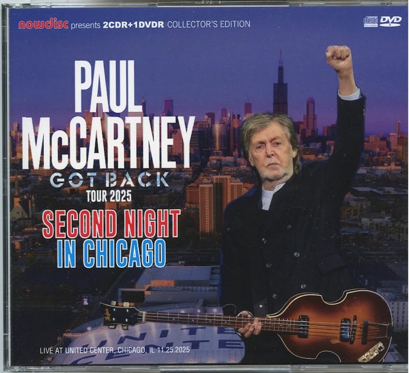 PAUL McCARTNEY – GOT BACK TOUR 2025 Second Night In Chicago ( 2 CD – 1 DVD ) ( NOW DISC ) ( United Center, Chicago, IL, USA, November 25th, 2025 ) front cover PAUL McCARTNEY - GOT BACK TOUR 2025 Second Night In Chicago ( 2 CD - 1 DVD ) ( NOW DISC ) ( United Center, Chicago, IL, USA, November 25th, 2025 ) front cover