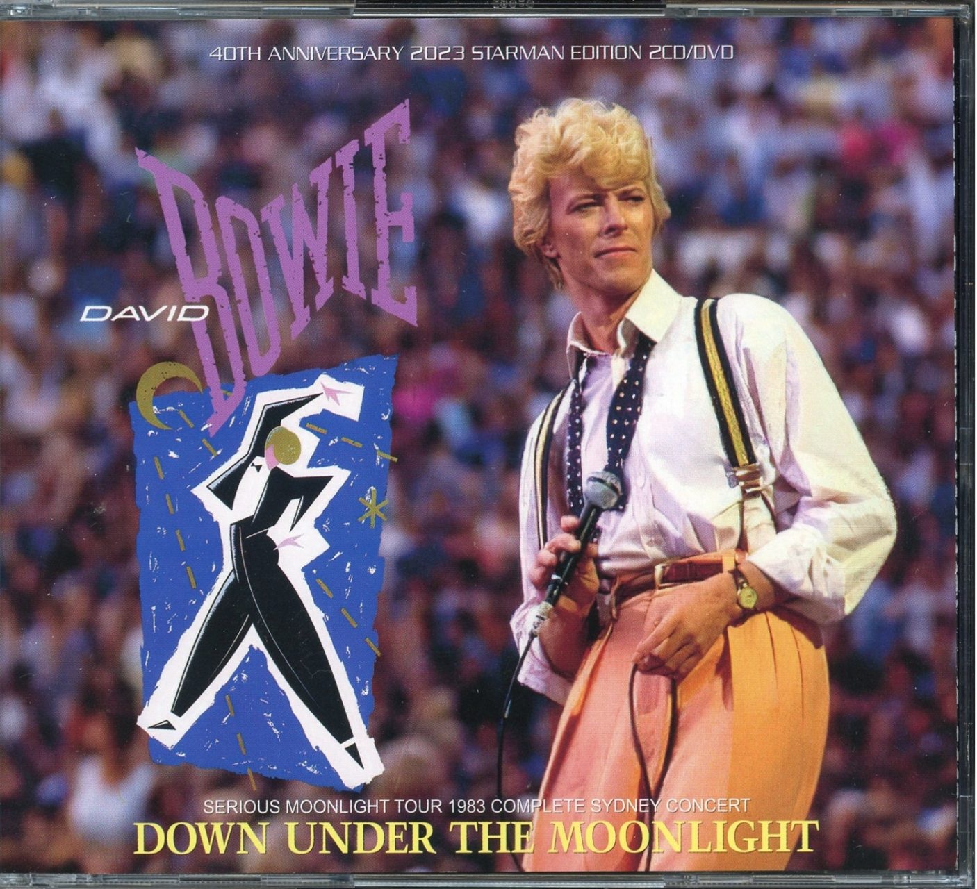 David Bowie – Down Under The Moonlight ( 2 CD 1 DVD ) ( STARMAN ) ( Live at Sydney Showground, Sydney, Australia, November 20th, 1983 ) front cover David Bowie - Down Under The Moonlight ( 2 CD 1 DVD ) ( STARMAN ) ( Live at Sydney Showground, Sydney, Australia, November 20th, 1983 ) front cover