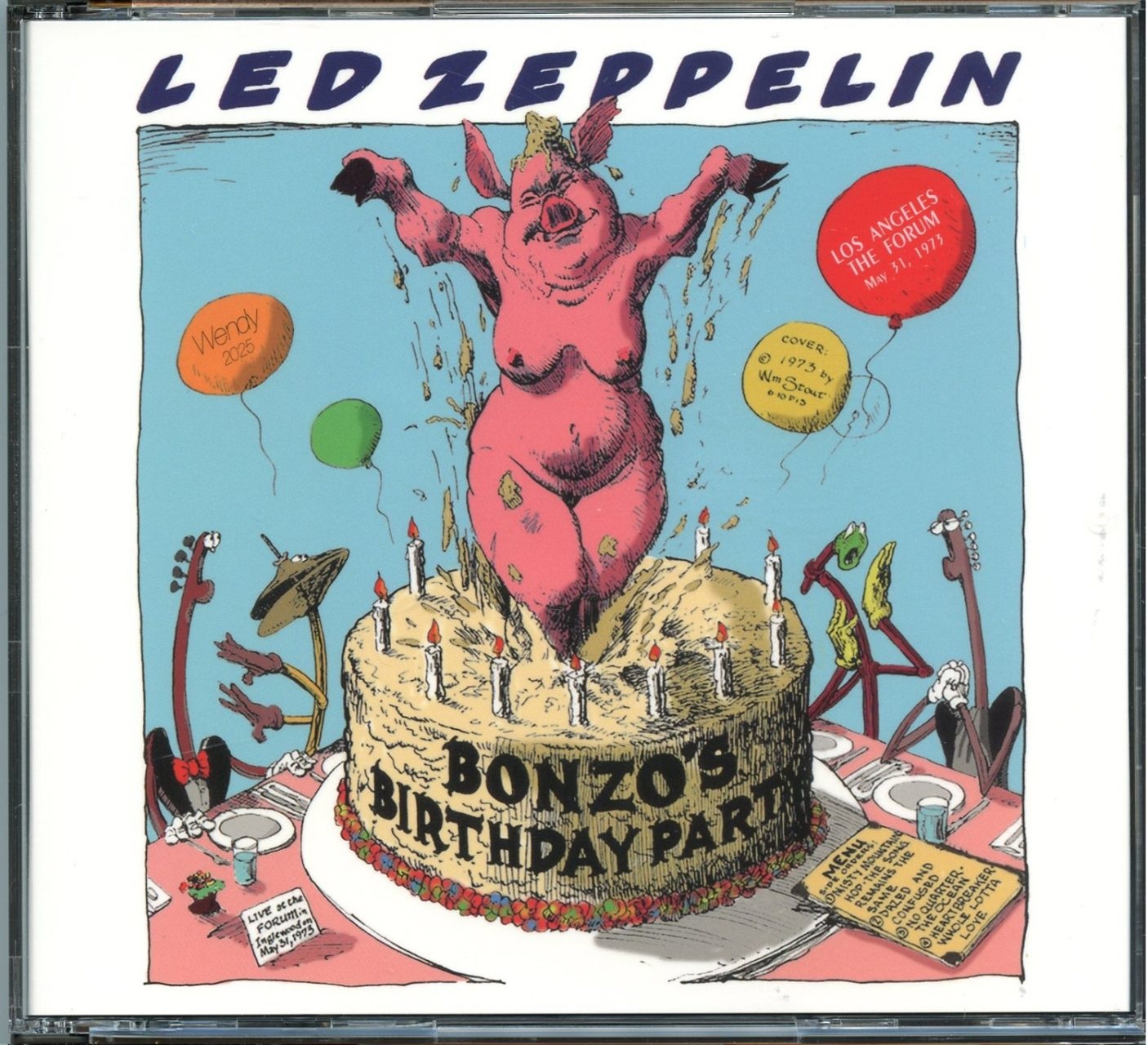 LED ZEPPELIN – Bonzo’s Birthday Party Remaster From Flat Master ( 5 CD SET ) ( WENDY ) ( The Forum, Los Angeles, CA, USA, May 31st, 1973 ) front cover LED ZEPPELIN - Bonzo's Birthday Party Remaster From Flat Master ( 5 CD SET ) ( WENDY ) ( The Forum, Los Angeles, CA, USA, May 31st, 1973 ) front cover
