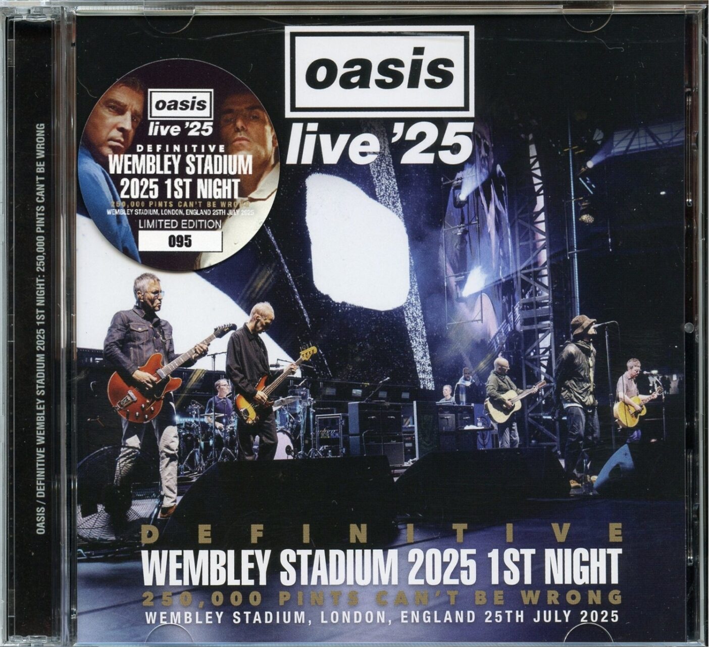 OASIS – Wembley Stadium 2025 1st Night ( 2 CD ) ( Wardour ) ( Wembley Stadium, London, UK, July 25th, 2025 ) front cover OASIS - Wembley Stadium 2025 1st Night ( 2 CD ) ( Wardour ) ( Wembley Stadium, London, UK, July 25th, 2025 ) front cover