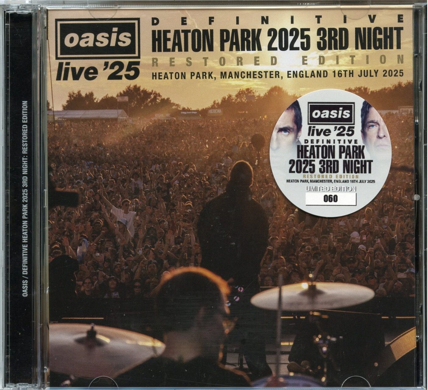 OASIS – Definitive Heaton Park 2025 3rd Night ( 2 CD ) ( Wardour ) ( Heaton Park, Manchester, England, July 16th, 2025 ) front cover OASIS - Definitive Heaton Park 2025 3rd Night ( 2 CD ) ( Wardour ) ( Heaton Park, Manchester, England, July 16th, 2025 ) front cover