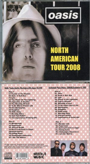 Oasis – North American Tour 2008 bootleg CD cover