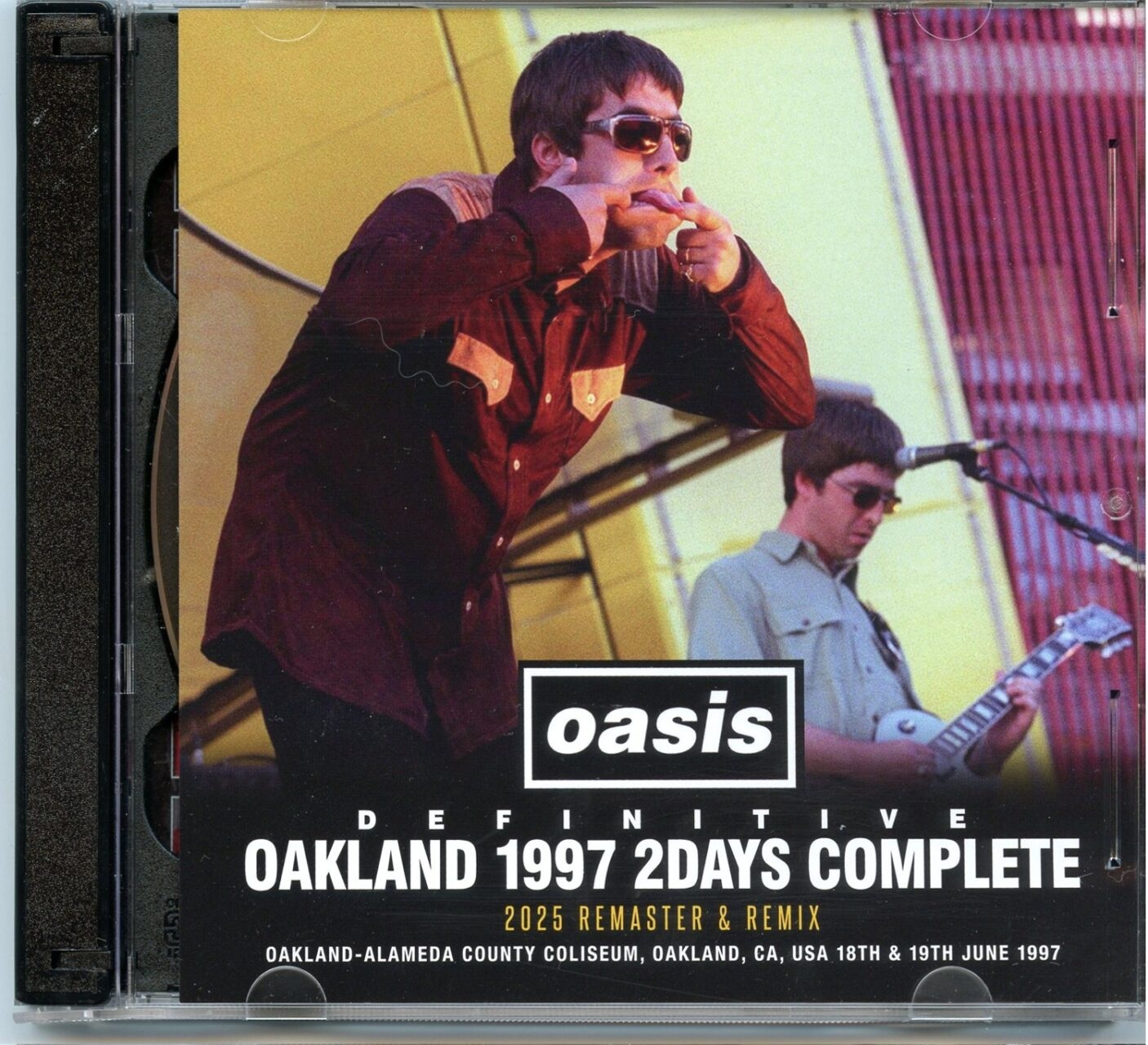 OASIS – Definitive Oakland 1997 Two Days Complete ( 2 CD ) ( WARDOUR ) ( Oakland Alameda County Coliseum, CA, USA, June 18th and 19th, 1997 ) front cover OASIS – Definitive Oakland 1997 Two Days Complete ( 2 CD ) ( WARDOUR ) ( Oakland Alameda County Coliseum, CA, USA, June 18th and 19th, 1997 ) front cover