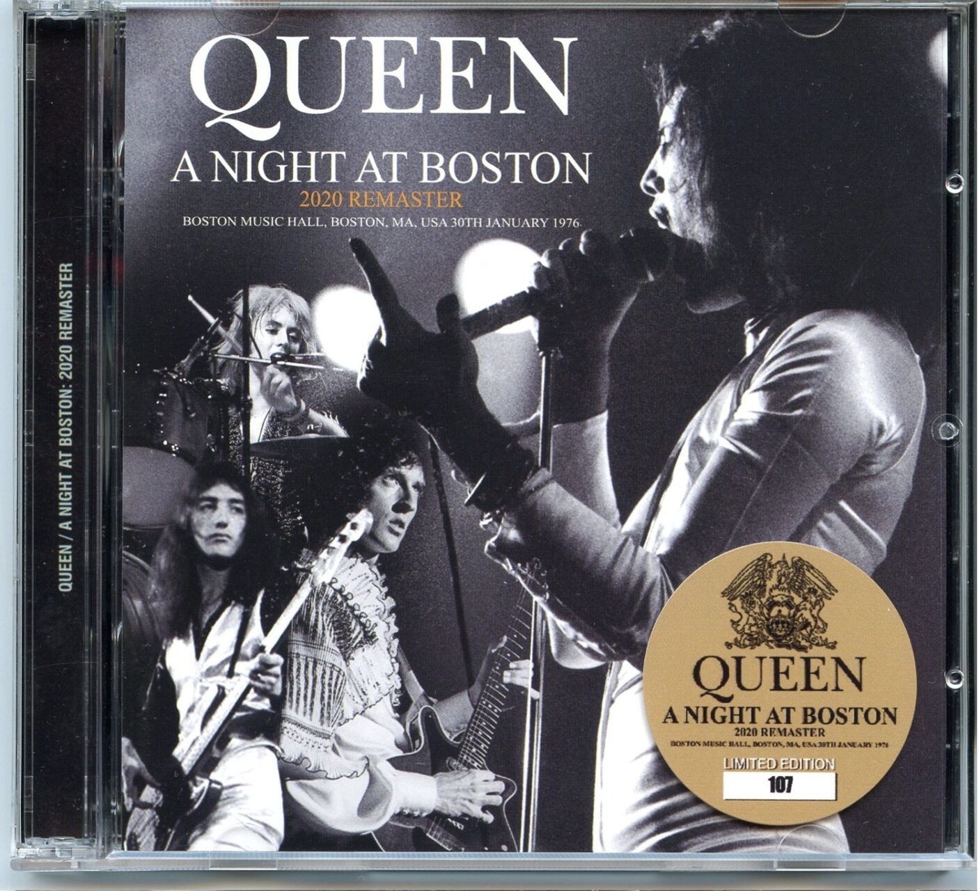 QUEEN – A Night At Boston ( 2 CD SET ) ( Wardour ) ( Boston Music Hall, Boston, MA, USA, January 30th, 1976 ) front cover